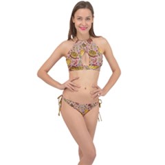 Thanksgiving Pattern Cross Front Halter Bikini Set by Sobalvarro