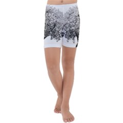 Nature Tree Blossom Bloom Cherry Kids  Lightweight Velour Capri Yoga Leggings by Sapixe