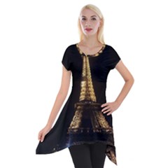 Tour Eiffel Paris Nuit Short Sleeve Side Drop Tunic