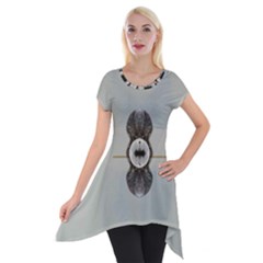 One Island Two Horizons For One Woman Short Sleeve Side Drop Tunic by pepitasart