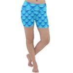 blue scale pattern Lightweight Velour Yoga Shorts