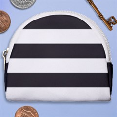 Black And White Large Stripes Goth Mime French Style Horseshoe Style Canvas Pouch by genx