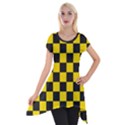 Checkerboard Pattern Black and Yellow Ancap Libertarian Short Sleeve Side Drop Tunic View1