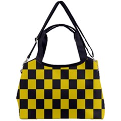 Checkerboard Pattern Black And Yellow Ancap Libertarian Double Compartment Shoulder Bag by snek