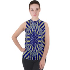 Wood Flower And Matches Mandala Vintage Mock Neck Chiffon Sleeveless Top by pepitasart