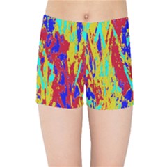 Multicolored Vibran Abstract Textre Print Kids  Sports Shorts by dflcprintsclothing