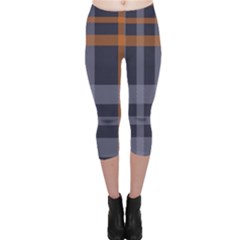 Seamless Pattern Check Fabric Texture Capri Leggings  by Wegoenart