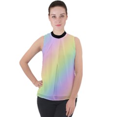 Pastel Goth Rainbow  Mock Neck Chiffon Sleeveless Top by thethiiird