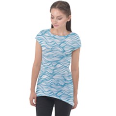 Abstract Cap Sleeve High Low Top by homeOFstyles