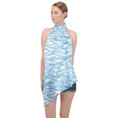 Abstract Halter Asymmetric Satin Top by homeOFstyles