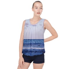 Pink Ocean Hues Bubble Hem Chiffon Tank Top