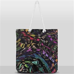 Background Drawing Colorful Pattern Full Print Rope Handle Tote (large)