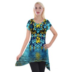 Flower Island And A Horizon Short Sleeve Side Drop Tunic by pepitasart