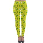 Green Elephant Pattern Yellow Lightweight Velour Leggings