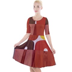 Sophie Taeuber Arp, Composition À Motifs D arceaux Ou Composition Horizontale Verticale Quarter Sleeve A-line Dress by Sobalvarro