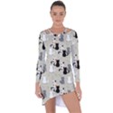 Cute Cat Seamless Pattern Asymmetric Cut-Out Shift Dress View1
