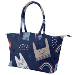 Colorful Cute Cats Seamless Pattern Canvas Shoulder Bag by Vaneshart