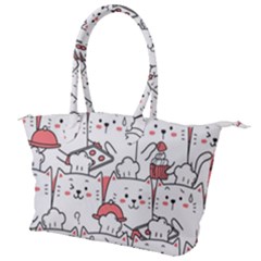 Cute Cat Chef Cooking Seamless Pattern Cartoon Canvas Shoulder Bag by Vaneshart