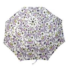 Hand Drawn Cute Cat Pattern Folding Umbrellas by Vaneshart