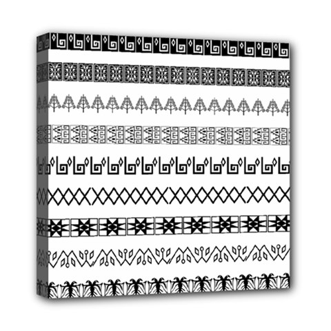Borders Ikat Ethnic Frame Tribal Mini Canvas 8  X 8  (stretched) by Wegoenart