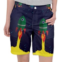 Rocket Halftone Astrology Astronaut Pocket Shorts by Wegoenart