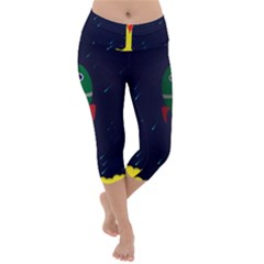 Rocket Halftone Astrology Astronaut Lightweight Velour Capri Yoga Leggings by Wegoenart