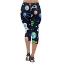 Space Astronomy Decorative Symbols Seamless Pattern Vector Illustration Lightweight Velour Capri Leggings  View2