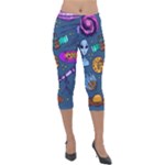 Space Sketch Set Colored Lightweight Velour Capri Leggings 