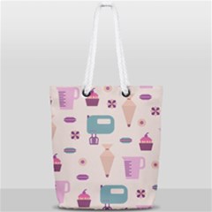 Seamless Bakery Vector Pattern Full Print Rope Handle Tote (small) by Nexatart