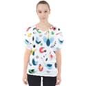 Vector Set Isolates With Cute Birds Scandinavian Style V-Neck Dolman Drape Top View1