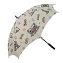 Pug Dog Cat With Bone Fish Bones Paw Prints Ball Seamless Pattern Vector Background Golf Umbrellas View2
