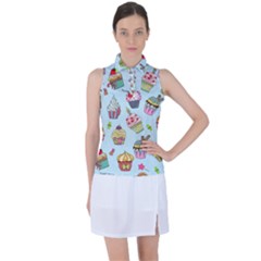 Cupcake Doodle Pattern Women s Sleeveless Polo Tee by Sobalvarro