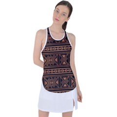Colorful Bright Ethnic Seamless Striped Pattern Background Orange Black Colors Racer Back Mesh Tank Top