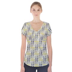 Color Tiles Short Sleeve Front Detail Top