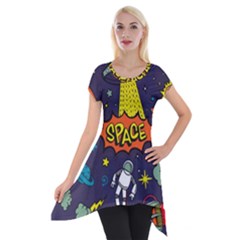 Vector Flat Space Design Background With Text Short Sleeve Side Drop Tunic by Vaneshart