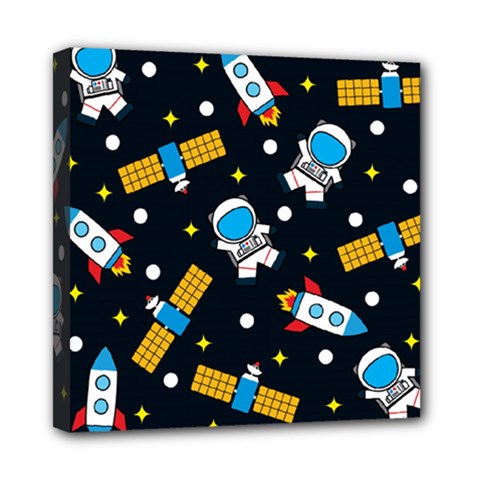 Seamless Adventure Space Vector Pattern Background Mini Canvas 8  X 8  (stretched) by Vaneshart