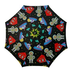 Seamless Pattern With Space Objects Ufo Rockets Aliens Hand Drawn Elements Space Golf Umbrellas by Vaneshart