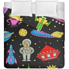 Seamless Pattern With Space Objects Ufo Rockets Aliens Hand Drawn Elements Space Duvet Cover Double Side (king Size) by Vaneshart