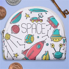 Space Cosmos Seamless Pattern Seamless Pattern Doodle Style Horseshoe Style Canvas Pouch by Vaneshart