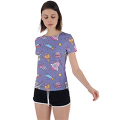 Outer Space Seamless Background Back Circle Cutout Sports Tee by Vaneshart