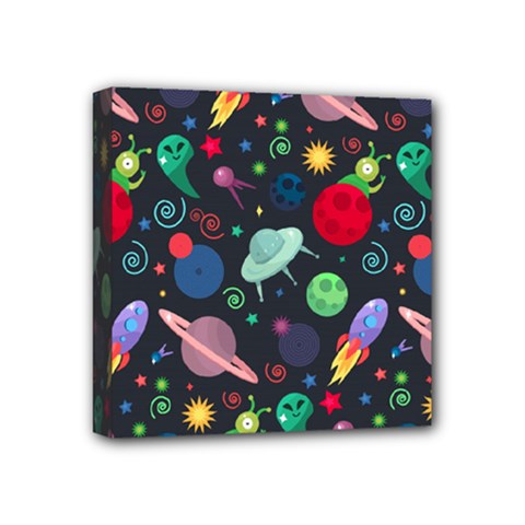 Cosmos Ufo Concept Seamless Pattern Mini Canvas 4  X 4  (stretched) by Vaneshart
