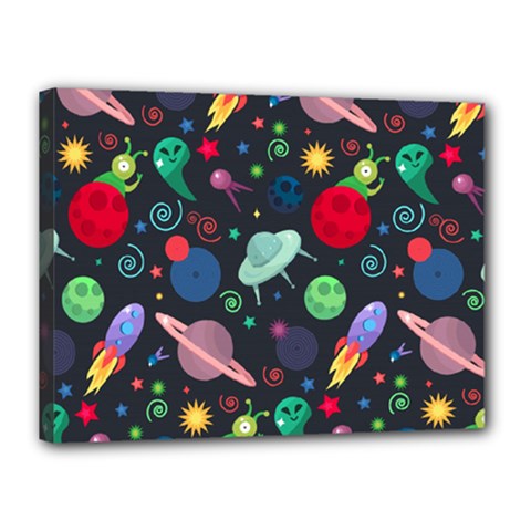 Cosmos Ufo Concept Seamless Pattern Canvas 16  X 12  (stretched) by Vaneshart
