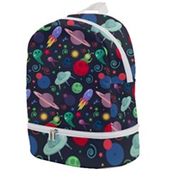 Cosmos Ufo Concept Seamless Pattern Zip Bottom Backpack by Vaneshart