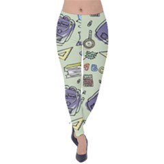 Hand Drawn Pattern School Velvet Leggings by Vaneshart
