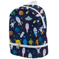 Big Set Cute Astronauts Space Planets Stars Aliens Rockets Ufo Constellations Satellite Moon Rover V Zip Bottom Backpack by Vaneshart