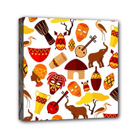 Africa Jungle Ethnic Tribe Travel Seamless Pattern Vector Illustration Mini Canvas 6  X 6  (stretched) by Vaneshart