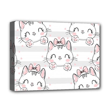 Cat With Bow Pattern Deluxe Canvas 16  X 12  (stretched)  by Vaneshart