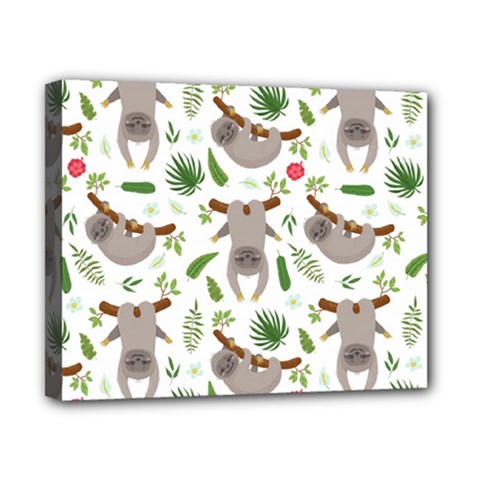 Seamless Pattern With Cute Sloths Canvas 10  X 8  (stretched) by Vaneshart