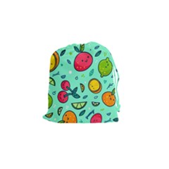 Various Fruits With Faces Seamless Pattern Drawstring Pouch (small) by Vaneshart