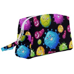 Seamless Background With Colorful Virus Wristlet Pouch Bag (large) by Vaneshart
